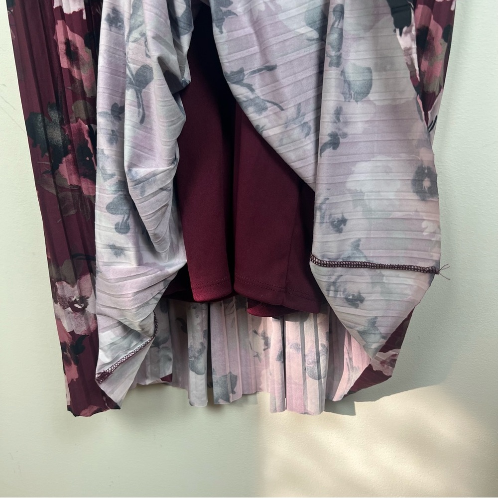 Vintage Y2K Dark Floral Mauve Pleated Dress Medium Romantic - Picture 11 of 13